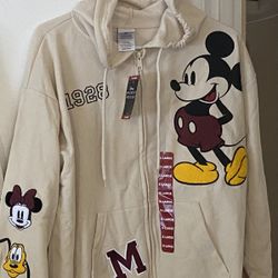 NEW - One Disney Mickey Mouse Women's - Size: X-Large,  Full Zip Sweatshirt Hoodie Chenille Patches For $25 - Firm price