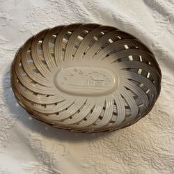 Nuova Capodimonte Porcelain woven Bowl 10”x7.5”- 2.5” High Brown Tan Beige