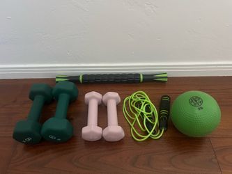 Free weights, jump rope (home gym stuff)