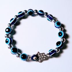 Evil Eye Protector Stretch Bead Bracelet