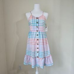 Multicolor Plaid Summer Dress - XS