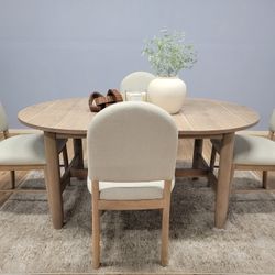 5 PC Dining Table Set With Extendable Leaf 