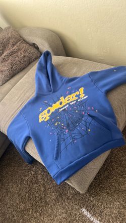 Sp5der Blue Graphic Hoodie