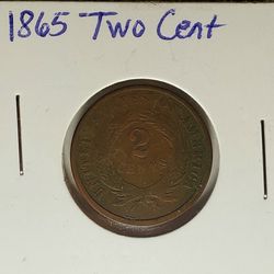 1865 Two Cent Copper US Coin