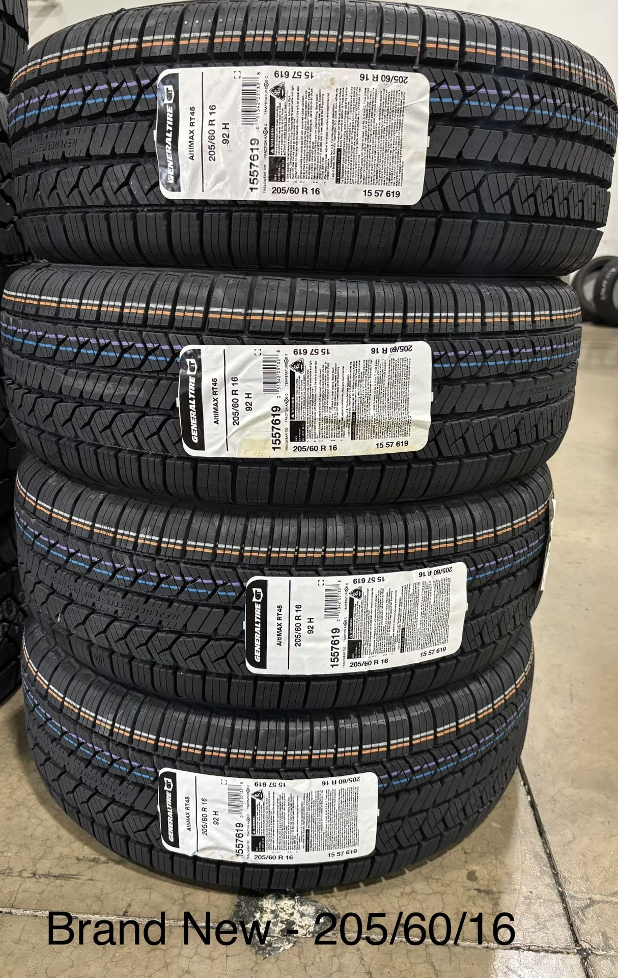 (4) - 205/60/16 General Altimax RT45 All Season Tires
