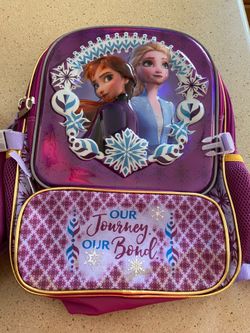 Brand New w/tags Disney 3D Frozen II Elsa 16" Purple Backpack Detachable Insulated Lunch Bag