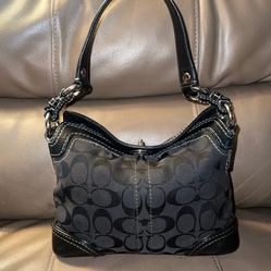 Coach  Chelsea Black Signature Vintage Y2K Soft Clip Hobo Bag