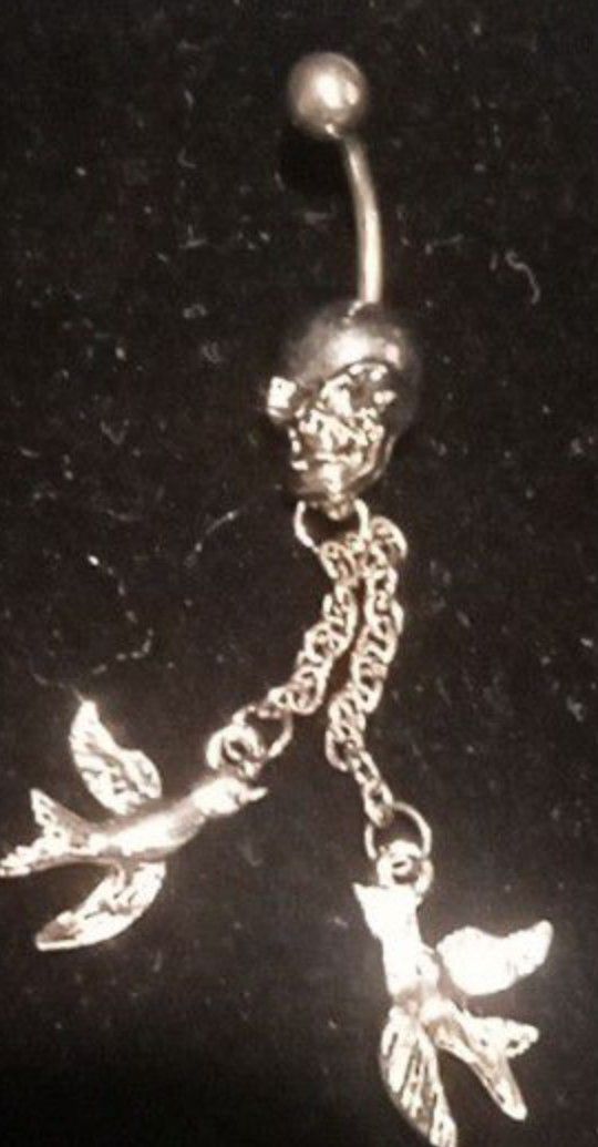 14G Skull Dangle Belly Button Ring