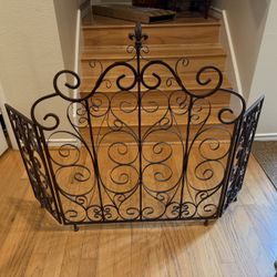 Brown Iron Scroll & Fleur-de-lis Fireplace Panels