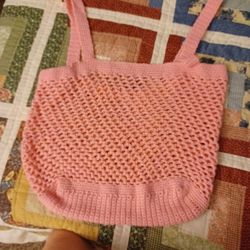 Pink Crochet Market Tote