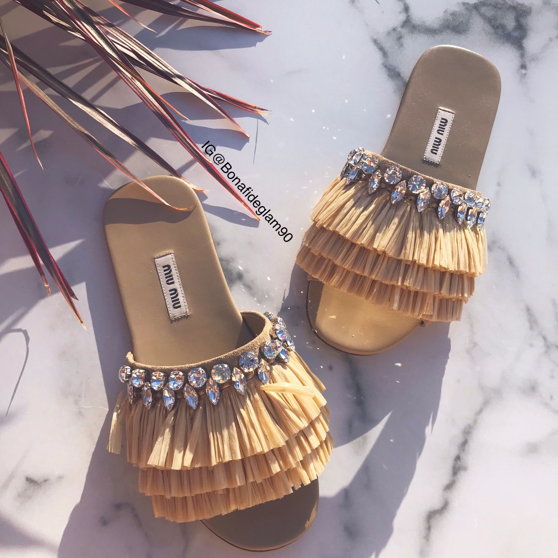 NEW Miu Miu off-white Raffia & crystal-embellished sandals size 36