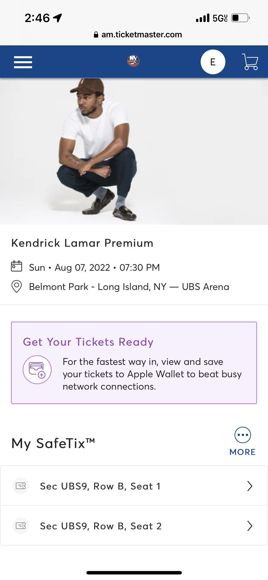 Kendrick Lamar Tickets USB Arena Suite Section USB 9Row B