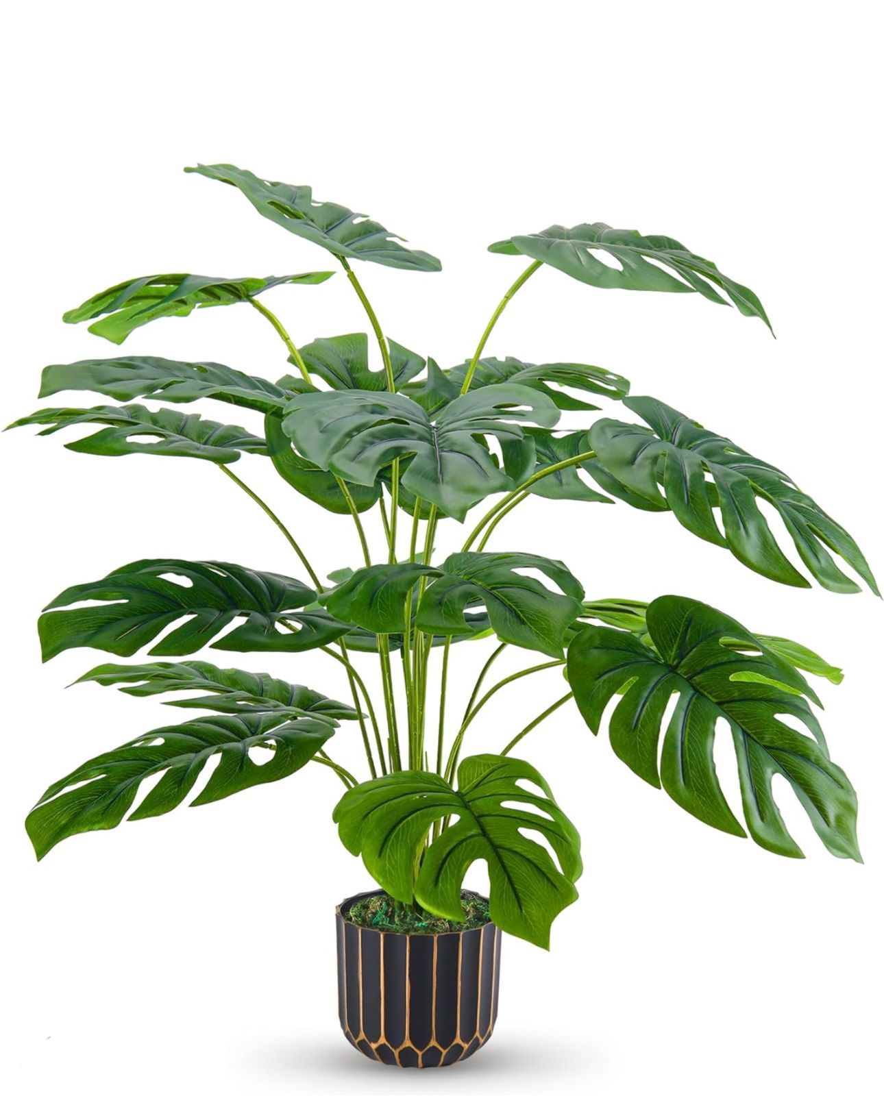 Fake Plants Tall 28'' Artificial Monstera Faux Plants Indoor for Living Room Home House Decor