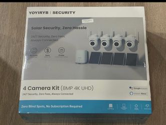 4K Solar Security Camera System – 4 Cameras, 360° Auto Tracking, No Subscription