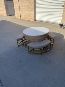 Lift top coffee table with 3 stools