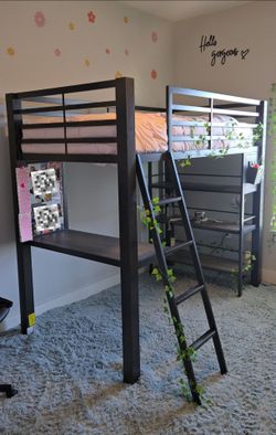 Twin Loft Bed with  Desk and Bookshelf.