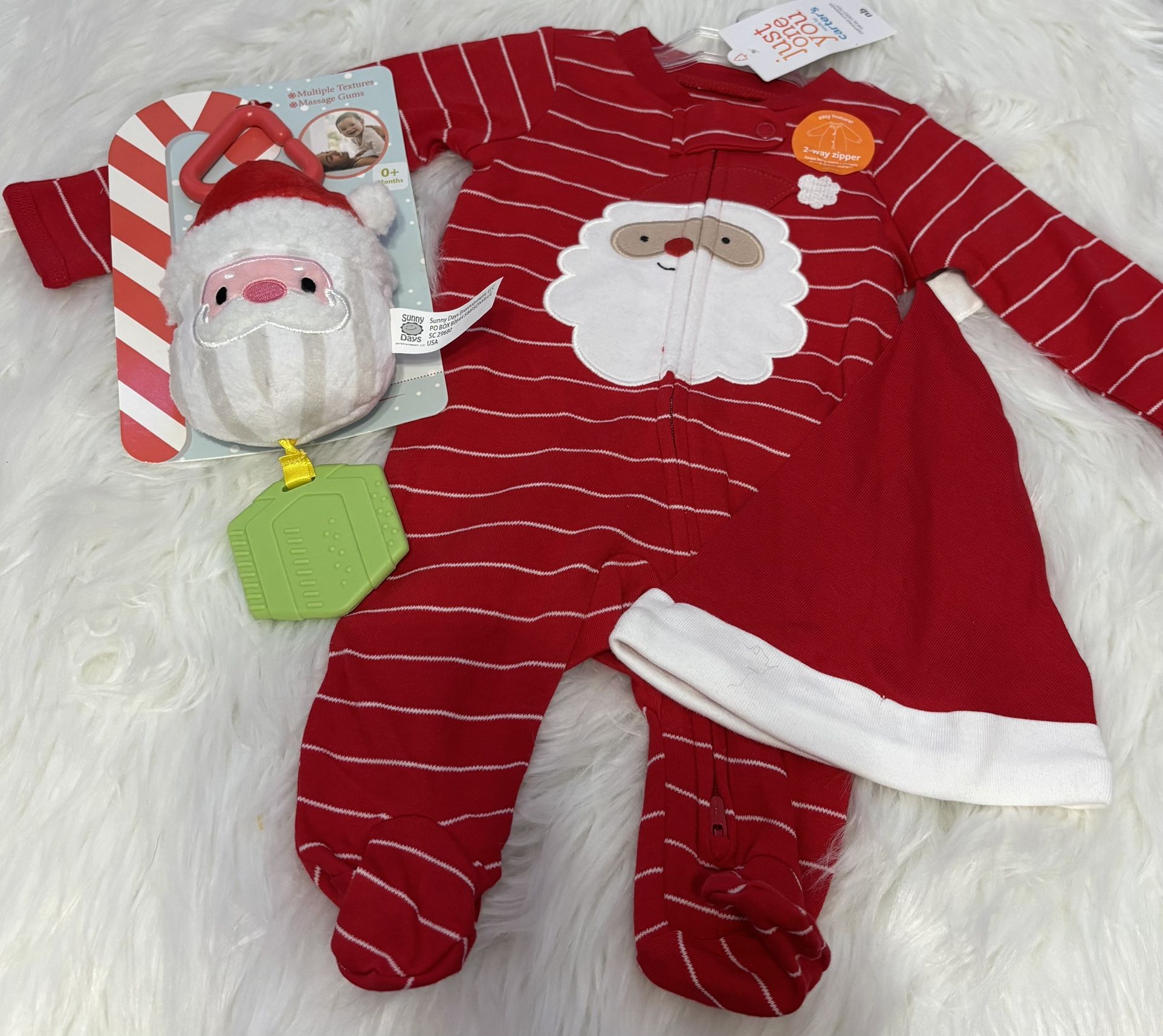 New! Just One You By Carter’s Santa Outfit w/ Matching Hat & Holiday Toy *NB 