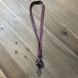 Brown Colorful Polka Dot Lanyard Badge ID Holder