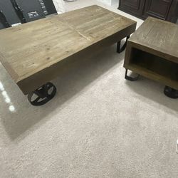 Coffee Tables with cast-iron wheels