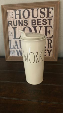 Rae Dunn work travel mug
