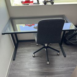Glass Desk and And IKEA Office Chair 