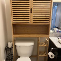 Bamboo Over Toilet Storage Cabinet - Brand New