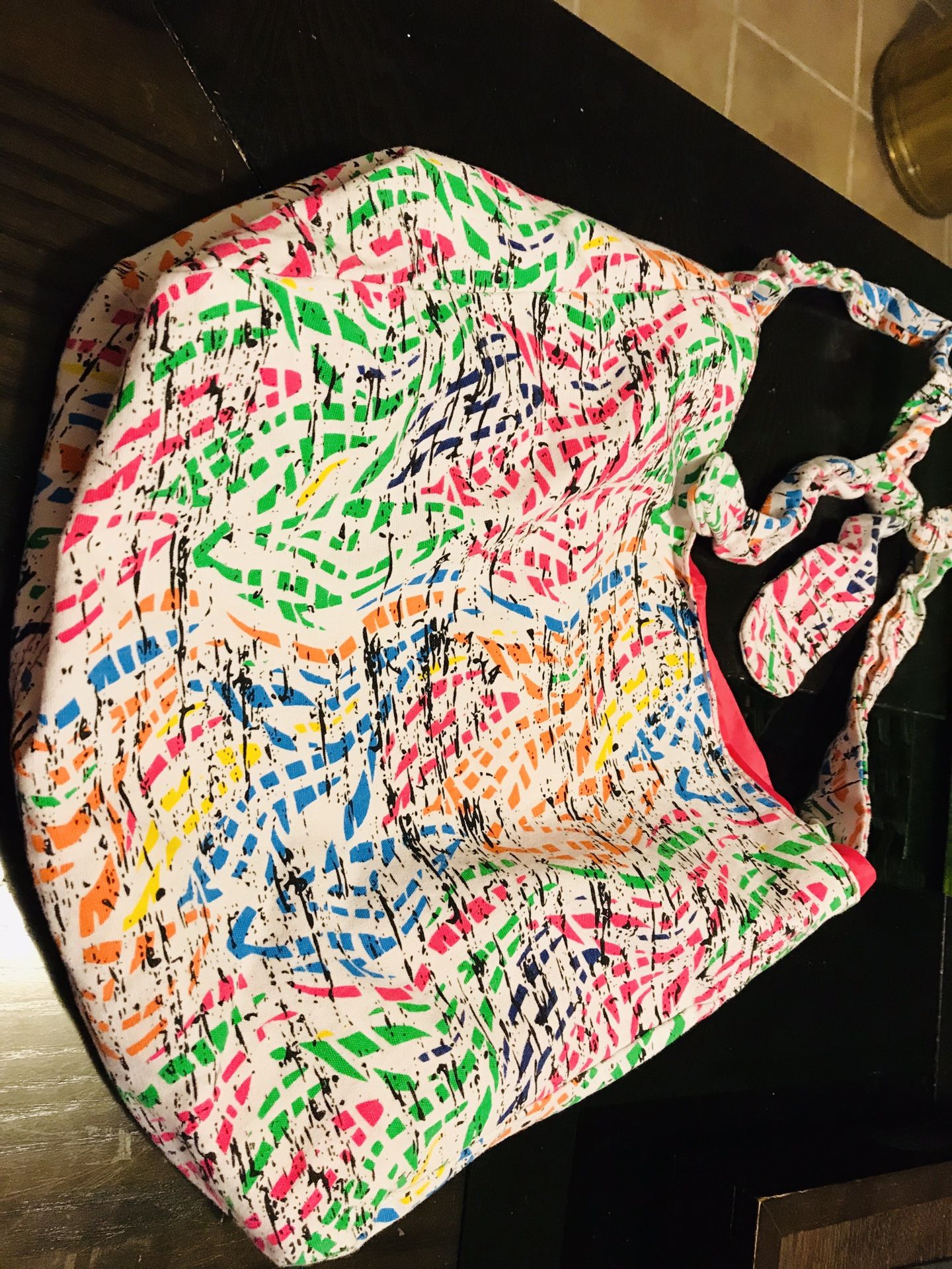 Graffiti Neon Pink, Green, Yellow, Orange, Black and White Hobo Style Purse, Bag, Tote