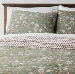 Threshold king Boho Reversible Comforter Sham Set Green Floral