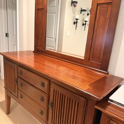 Cherry Wood Sideboard Cabinet With Mirror