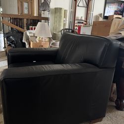 Oversized Lounge Chair Black Faux Leather