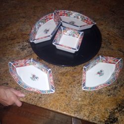 6piece Lazy Susan Japanese Snack Tray