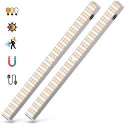 3-Color 132 LED Under Cabinet Lighting (2 Pack), USB Rechargeable Closet Light, Wireless Under Cabinet Light, Homelife Motion Sensor Light for Kitchen