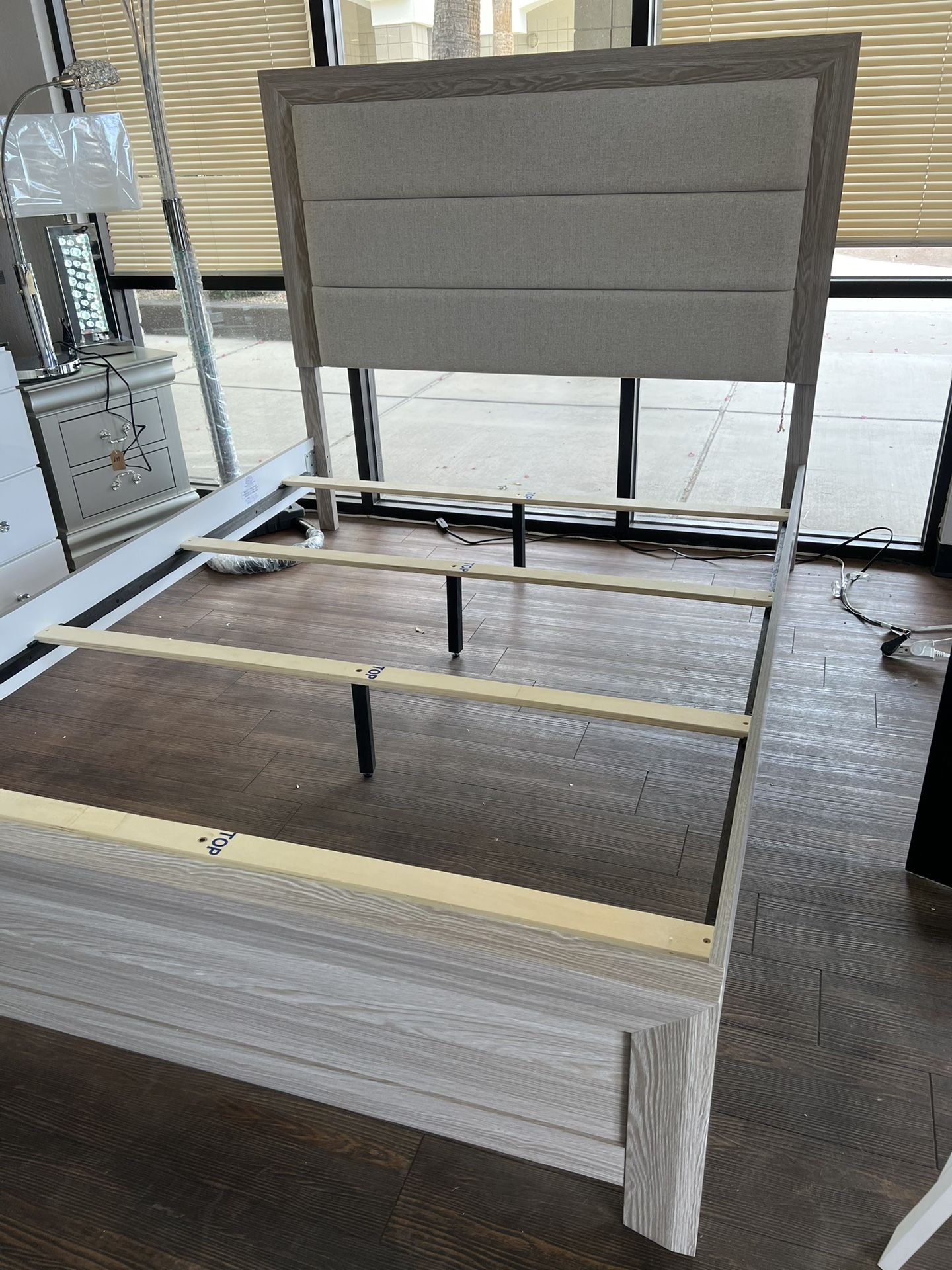 Gray Q Size Bed Frame
