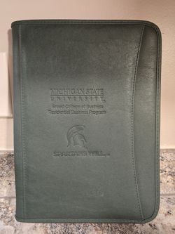 Official MSU branded zip-up padfolio from the Broad College of Business