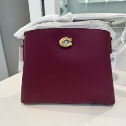 NEW AUTHENTIC COACH Color-Block Leather Willow Shoulder Bag/ Purse Willow Floral Flower Bag Charm Hangtag Bundle