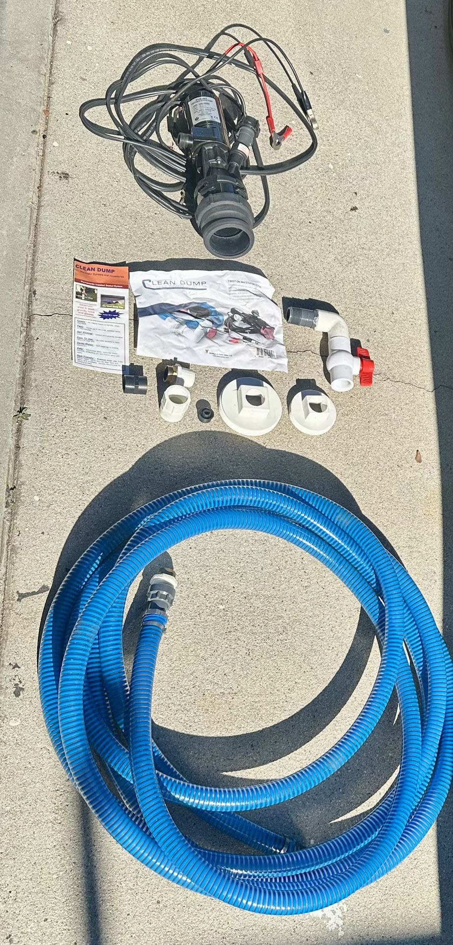 Flojet Portable Macerator RV Waste Pump Garden Hose Discharge Port 12V, Extension Hose