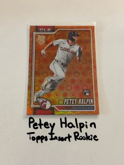 Petey Halpin Cleveland Guardians Outfielder Topps Short Print Insert Rookie Card.