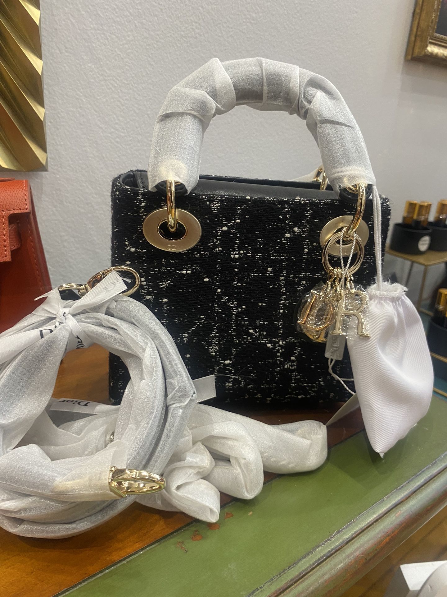 Lady Dior Bag In Black Tweed