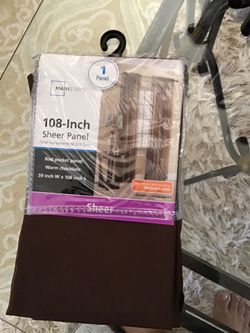 Sheer Panel Curtain  108 InchesRod Pocket Panel Warm Chocolate 