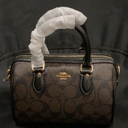 Black Brown Mini Boston Shoulder Bag