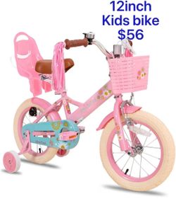 😀 JOYSTAR Little Daisy Princess Kids Bike, 12" Girls Bikes with Training Wheels, Doll Seat & Streamers
