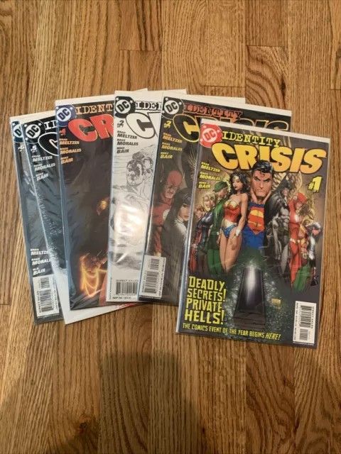 Identity Crisis #1 2 2 4 5 6 DC Comics 2004 Complete Set 6 Book Lot High Grade