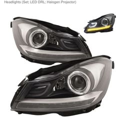 2012-2014 Mercedes C250 HID LED Pair Of Projector Headlamps 
