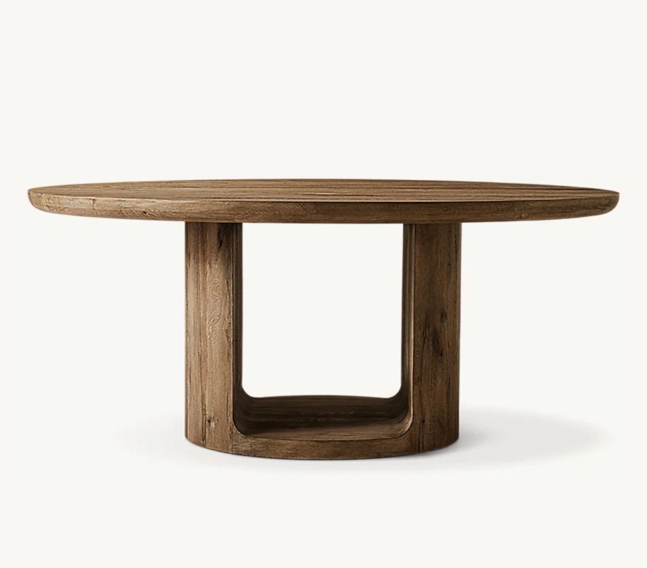 RH OSLO OPEN 60β ROUND DINING TABLE β’ AGED BROWN OAK