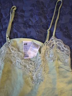 2 Lace Satin Slip Dresses – XS – H&M & Pink Chemise