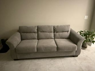 3-Seat Gray Fabric Sofa