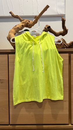 Neon Green Sleeveless Pullover w/Hoodie Women’s Medium