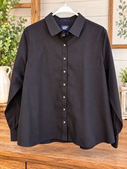 Lands'End Women's 16P Petite No Iron Button Down Shirt Long Sleeve Work