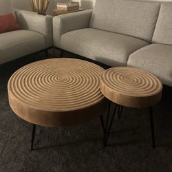 Aesthetic Wood Coffee Table Set 