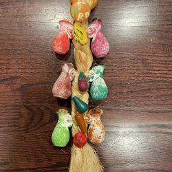 Wallhang Artwork -- handpainted / handmade bottles hanging from twisted rope!